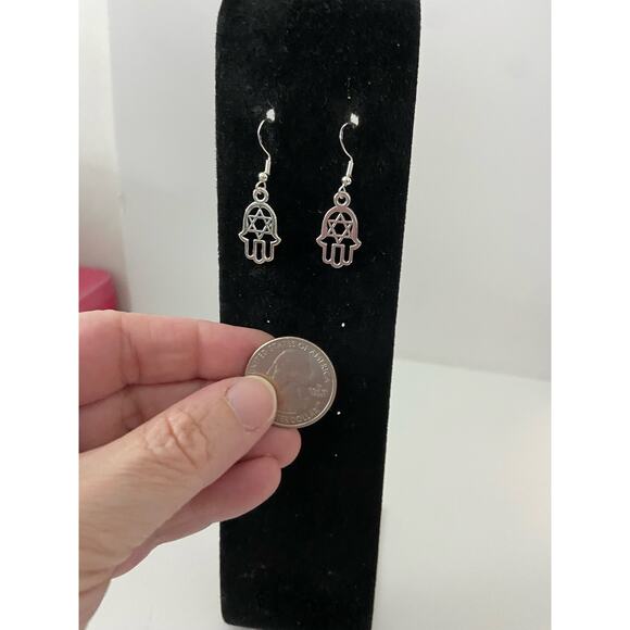 Star of David earrings silver tone - Picture 2 of 4